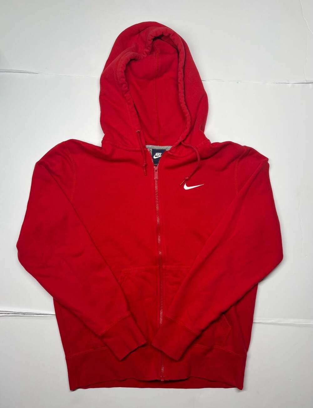 Nike Red Full Zip Up Hoodie Sweatshirt with Embroidered Logo